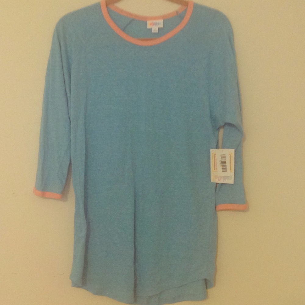 Lularoe Randy Size L New with tags solid heather teal pink long sleeve